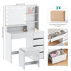 Dressing Table Vanity Makeup Desk Set with LED bulbs Mirror and Stool 5 Drawers