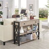 Console Sofa Table with 2 Open Shelves & Drawer Hallway Table Grey Retro Style