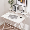 White Compact Foldable 2-Tier Workstation PC Computer Laptop Desk Table Shelf