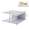 White High Gloss Coffee Table Square L-Type Living Room Lounge MDF Glass
