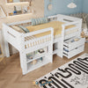 Kids Children's Bed Cabin Bed Mid Sleeper with Drawers Storage Bed Frame White