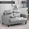 Ergonomics 2 Seater Sofa Modern High Back Fabric Couch With Wood Legs 2 Pockets