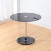 Round Dining Table and with 2/4 PU Leather Chairs Set Black Glass Designer Home