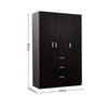 3 Door triple Wardrobe 3 Drawers Black - Bedroom Furniture Storage Cupboard