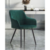 Set of 2 Modern Green Dining Chairs Velvet Fabric Armchairs ＆ Metal Legs Kitchen