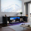 High Gloss Black TV Stand Cabinet Unit Shelves Storage RGB LED Cupboard 180cm
