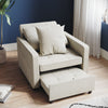 Folding Sofa Bed Fabric Cream Sleeper Pull Out Convertible Arm Chair Adjustable