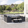 10 Seater Cube Rattan Dining Set W/ Cushions Glass Top Table Black