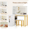 LED Light Dressing Table with 5 Drawers and 3 Open Shelves Vanity Table Gold Leg
