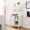 White Multifunctional Bookshelf Storage Cabinet Bookcase 2 Shelves & Cupboard