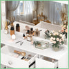 Large Makeup Desk with LED Lights Mirror 7 Drawers and 3 Light Colors White