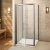 800x800 Shower Enclosure 6mm Glass Pivot Door+Side Panel+ Stone Tray FREE Waste