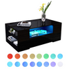 LED Coffee Table Wooden 2 Drawer Storage High Gloss Modern Living Room Furniture