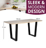 Large Dining Table, 4-6 Seater Rectangular Kitchen Table with Black Metal Legs