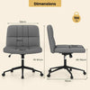 Armless Swivel Task Chair Vanity Chair Cross Legged Office Chair-Grey