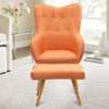 Occasional Scalloped Button High Back Fabric Armchair Sofa Chair Footrest Stool