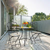3 Piece Patio Bistro Set Mosaic Metal Dining Set Garden Table and Folding Chairs