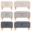 Upholstered Storage Ottoman Chair Stool Footstool Linen Rectangle Pouffe Toy Box