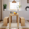 Small Space Breakfast Nook Dining Table Set & Two Benches Wooden Home Cafeteria