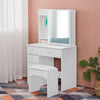 White Vanity Table Dressing Table Makeup Desk with Slide Mirror 5 Drawers Stool