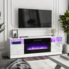 Modern White RTV Stand Unit Cabinet w/ Electric Fireplace & 12 Colour LED Light