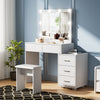 Dressing Table Makeup Desk Vanity Set 3color LED Lights Mirror 5 Drawers Gtdpgqw