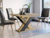 Dining Kitchen Table Small Extendable 120-160cm Oak & Black X Leg 6 8 Seater XIA