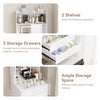 Small Dressing Table with Foldable Side Panel LED Light Mirror Shelves Vanity