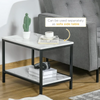 New Loft Range Modern Set Of 2 Marble Effect Nest Of Table With Metal Frame