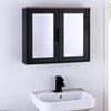 New Stunning Bathroom Mirror Cabinet Black 2 Door Bathroom Storage