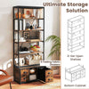Heavy-duty Metal Frame 8-tier Bookshelf with Storage-Brown