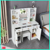 Vanity Dressing Table Makeup Desk Set with Stool Storage Cabinet + LED Mirror