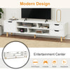 140cm High Gloss White TV Stand Cabinet Unit Doors Storage with LED Cupboard