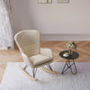 Modern Rocking Chair Fabric Upholstered Relax Rocker Lounge Chair Wingback Beige