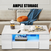 High Gloss Coffee Table With Storage 2 Drawer Wooden Living Room RGB LED Lights