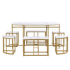 Kitchen Table Set Dining Table and 6 Chairs Set in Marble Effect Space Saving