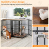 Heavy Dog Crate Furniture Side Table Dog Kennel Cage 4 Doors & Removable Divider