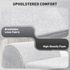 Storage Ottoman with Armrest, Upholstered Linen Storage Bench
