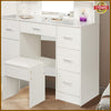 Modern Dressing Table Makeup Desk with Mirror Drawers Stool 10 LED Light Bedroom