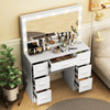 White Dressing Table with LED Lights Mirror 7 Drawers Vanity Makeup Desk Set NEW