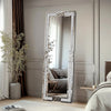 Full Length Crushed Diamond Wall Mirror Crystal Glass Silver Rectangle Dressing