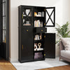 Tall Bathroom Storage Cabinet Floor Cabinet with Glass Door and Drawer Black