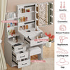 LED Vanity Table Set Sliding Lighted Mirror Dressing Table 6 Drawer Dresser Desk