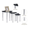 Nest of 3 Black Clear Tempered Glass Side End Lamp Sofa Tables Nested Tables