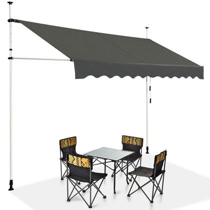 3M Telescopic Canopy Retractable Adjustable Outdoor Clamp Awning Sun Shelter
