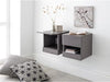 Pair of Wall Mounted Floating Bedside Tables with LED Lights & Storage Cupboard