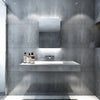 LED Bathroom Mirror Black Cabinet with Shaver Socket 500x700 Single Door Button