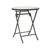 Brown Folding Round Glass Table Garden Patio Balcony Dining Table Furniture 60cm