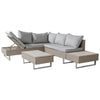 Rattan Garden Furniture Set 6-seater Recliner Sofa with Cushions & Table Khaki