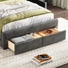 Fabric Upholstered Storage Bed Frame Single Double with Headboard and 4 Drawers